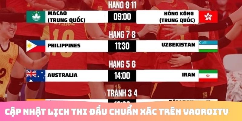 Cập nhật lịch thi đấu chuẩn xác trên VaoroiTV